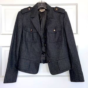 Vintage, Michael Kors, Military Style Cropped, Gray Wool Jacket, Size 12